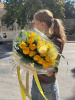 Монобукет из ЖЕЛТЫХ РОЗ с лимоном